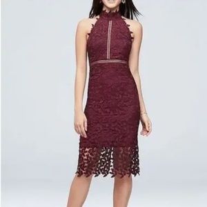 Bardot Burgundy Lace Gemma Fitted Sheath Dress